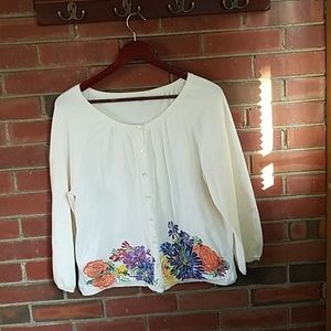 Garnet hill large sweater with flowers.